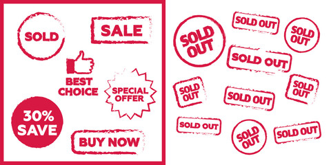 Sold out stamps grunge texture. Colored sold out grunge stamp