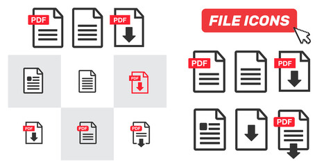 File download icon. Document text, symbol web format information. Document icon set