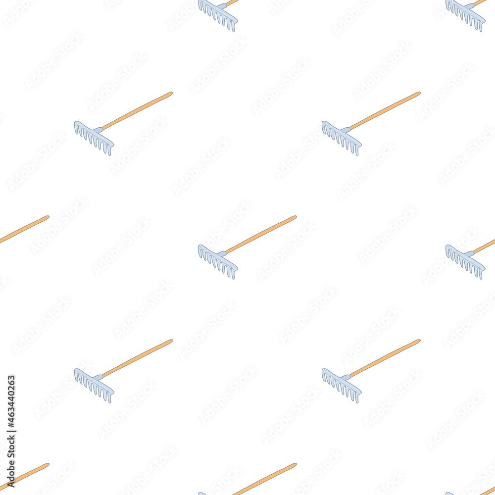 Poster rake with a wooden handle pattern seamless background texture repeat wallpaper geometric vector