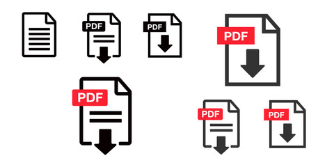 PDF Document icon set. File Icons. PDF file download icon