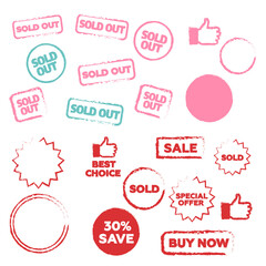 Sold out stamps grunge texture. Colored sold out grunge stamp