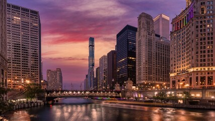 Chicago skyline along the river