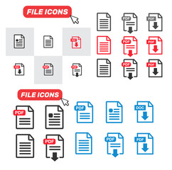 PDF file download icon. Document text, symbol web format information