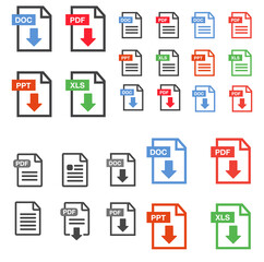 File document Icons. PDF file download icon
