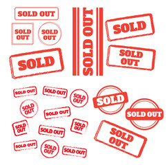 Sold out stamps. Sale banner. Sticker or discount label, promotion poster. badge template