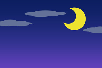 夜空と三日月の背景　横位置