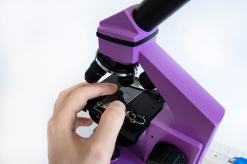 Microscope for children's research and learning new things