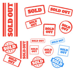 Sold out stamps grunge texture. Colored sold out grunge stamp