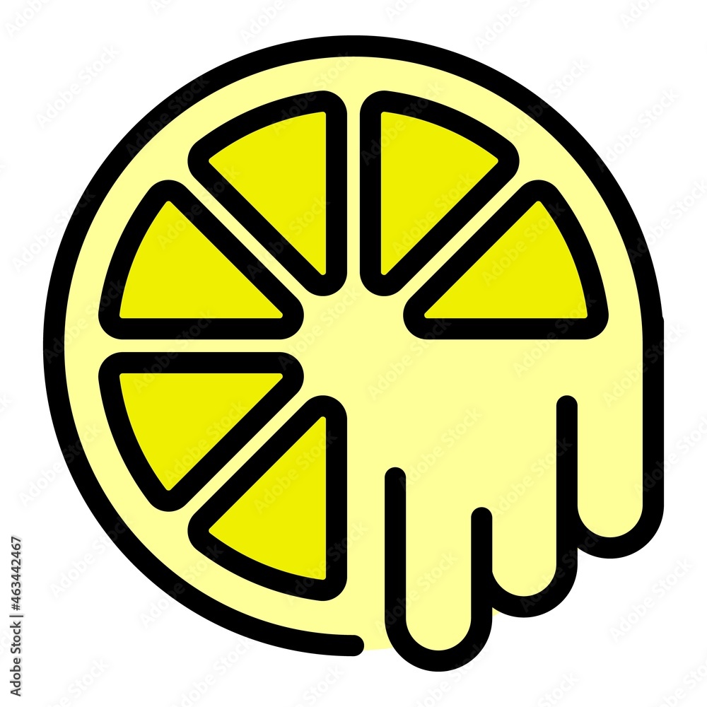 Poster lemon slice with drip icon. outline lemon slice with drip vector icon color flat isolated