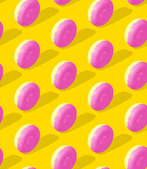 Seamless isometric 3d render pattern.  Minimal design.  Donuts, sweet candy shop, birthday party concept