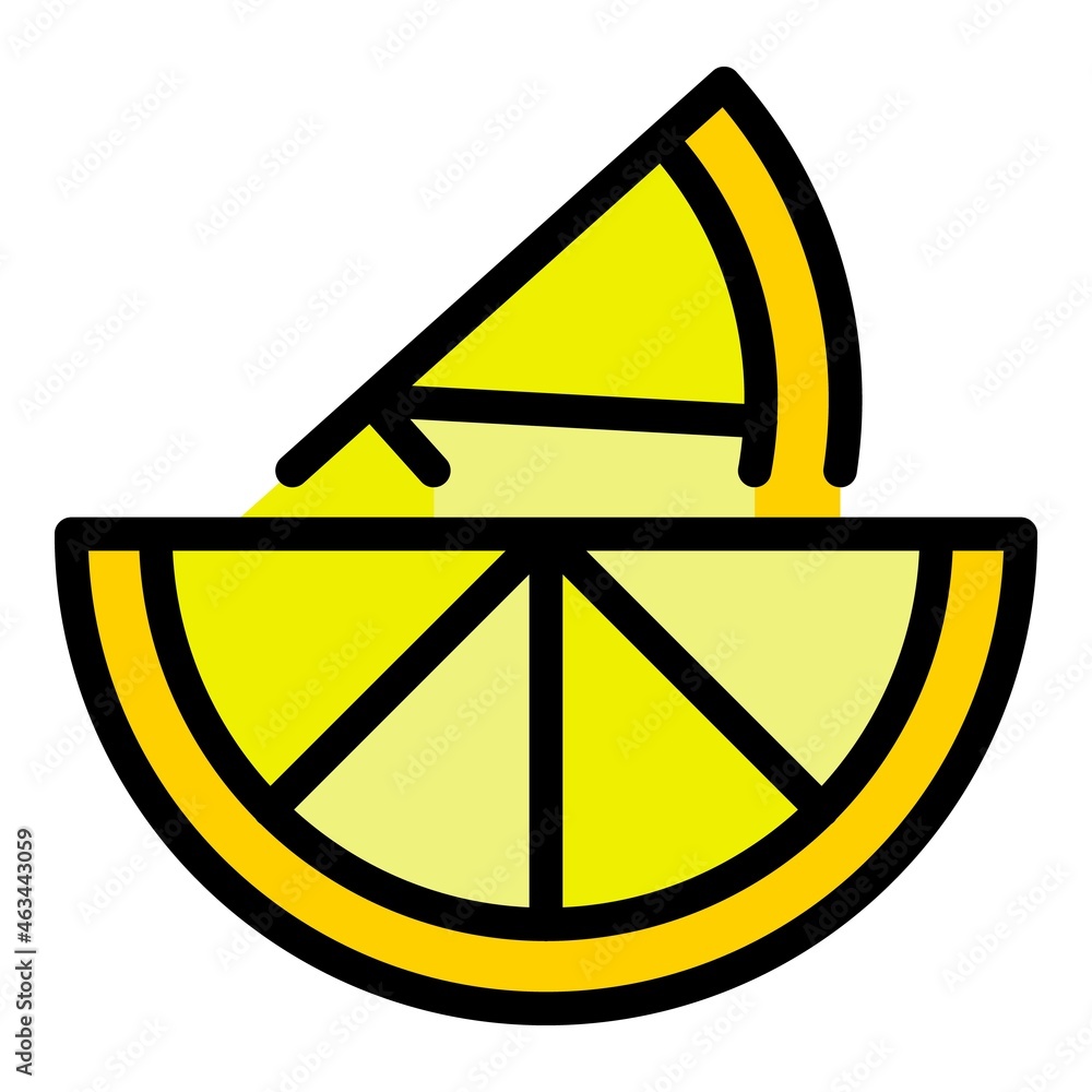 Poster two slices of lemon icon. outline two slices of lemon vector icon color flat isolated