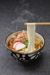 Kishimen, flat type udon noodle dish, japanese nagoya food