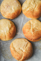 cottage cheese buns on a baking sheet