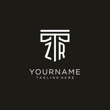 ZR initial logo with geometric pillar style design