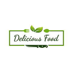 Restaurant logo icon vector template. Simple logo design for food or restaurant with symbols of various cutlery.