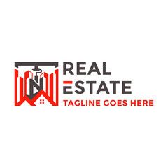 Home painting logo icon vector template. Real Estate logo complete with the initials T and N with a paint roller brush.