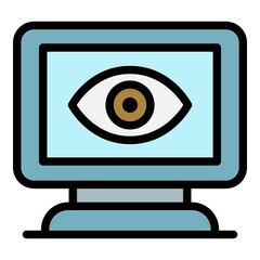 Computer diagnostics of vision icon. Outline computer diagnostics of vision vector icon color flat isolated