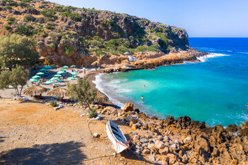 Tropical beach of Afrata near Chania city, Crete island, Greece.