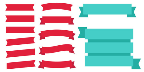 Flat vector ribbons banners flat isolated. Ribbons banners