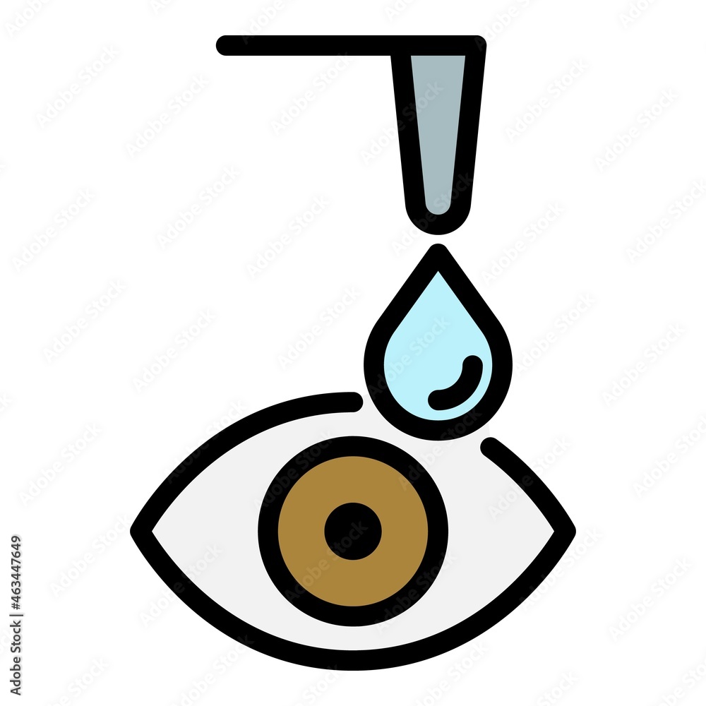 Poster drop in the eye icon. outline drop in the eye vector icon color flat isolated