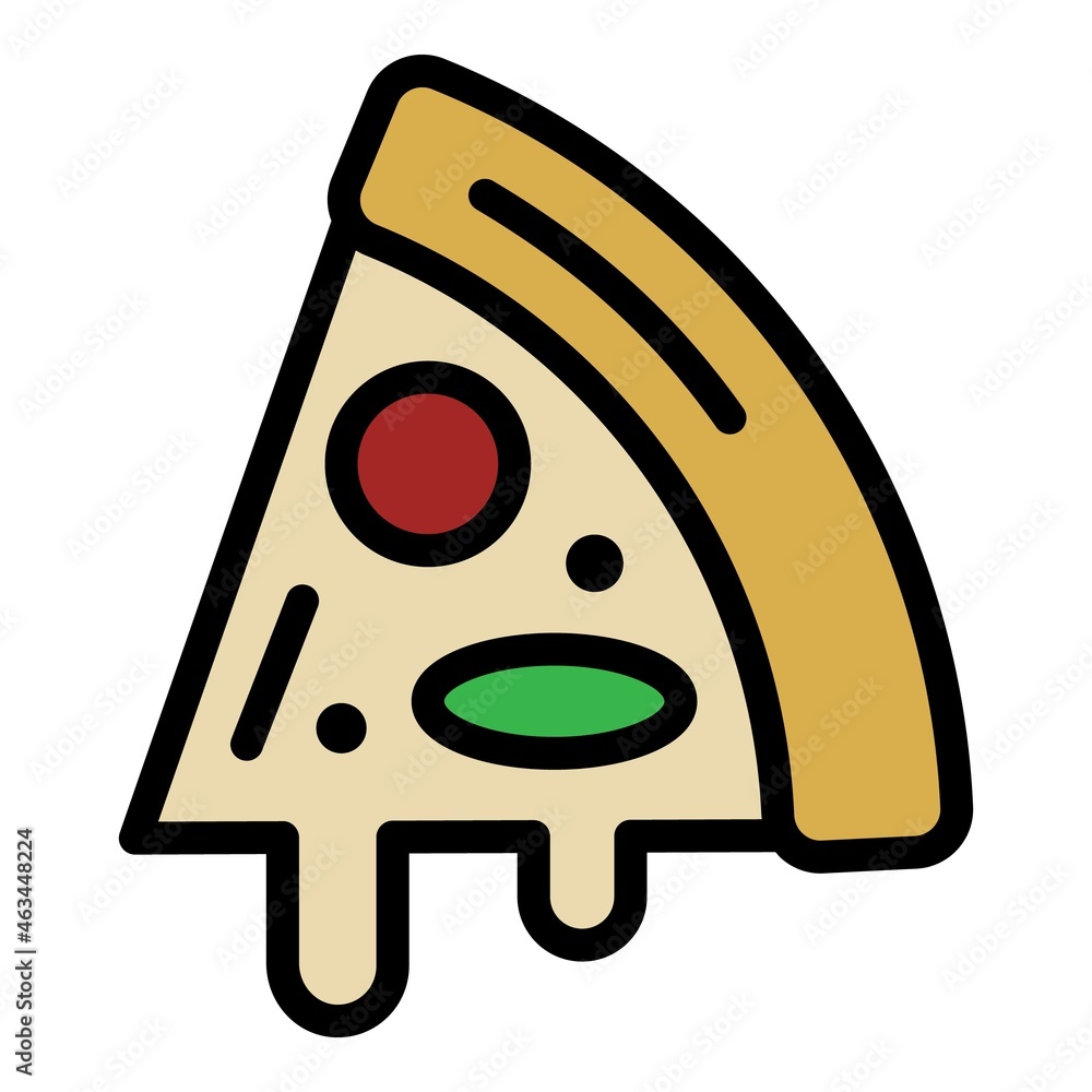 Poster a slice of pizza with olives icon. outline a slice of pizza with olives vector icon color flat isola