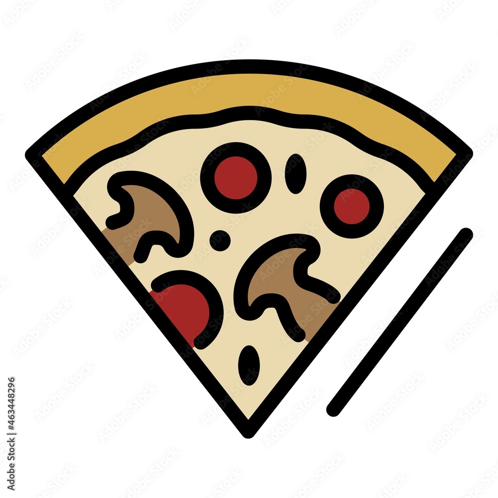 Poster slice of pizza with mushrooms icon. outline slice of pizza with mushrooms vector icon color flat iso