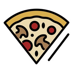 Slice of pizza with mushrooms icon. Outline slice of pizza with mushrooms vector icon color flat isolated