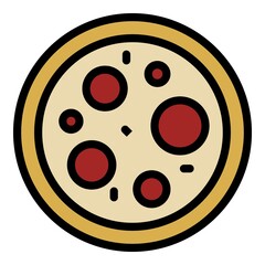 Huge pizza icon. Outline huge pizza vector icon color flat isolated
