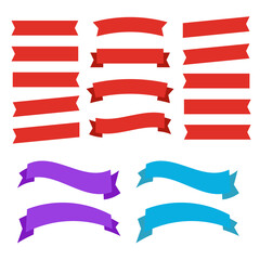 Flat vector ribbons banners flat isolated. Ribbons banners