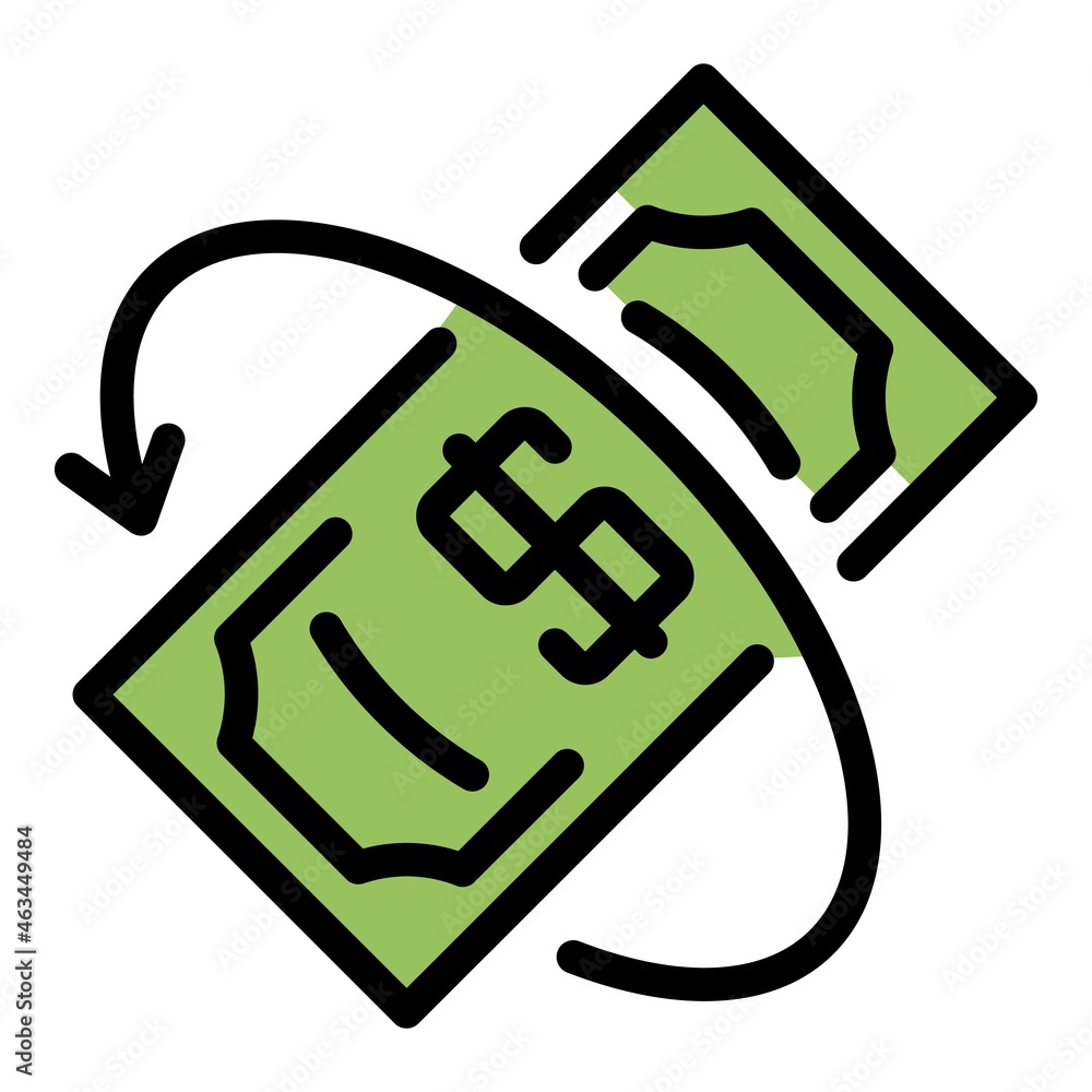 Poster dollar and round arrow icon. outline dollar and round arrow vector icon color flat isolated