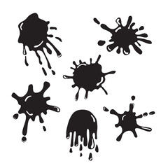 Abstract spots blots black and white vector illustrations set. Isolated design elements on a white background.