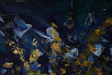 Blue green bright texture for designer background. Colorful background. Colorful wall. Blue, green, yellow, white, gold.