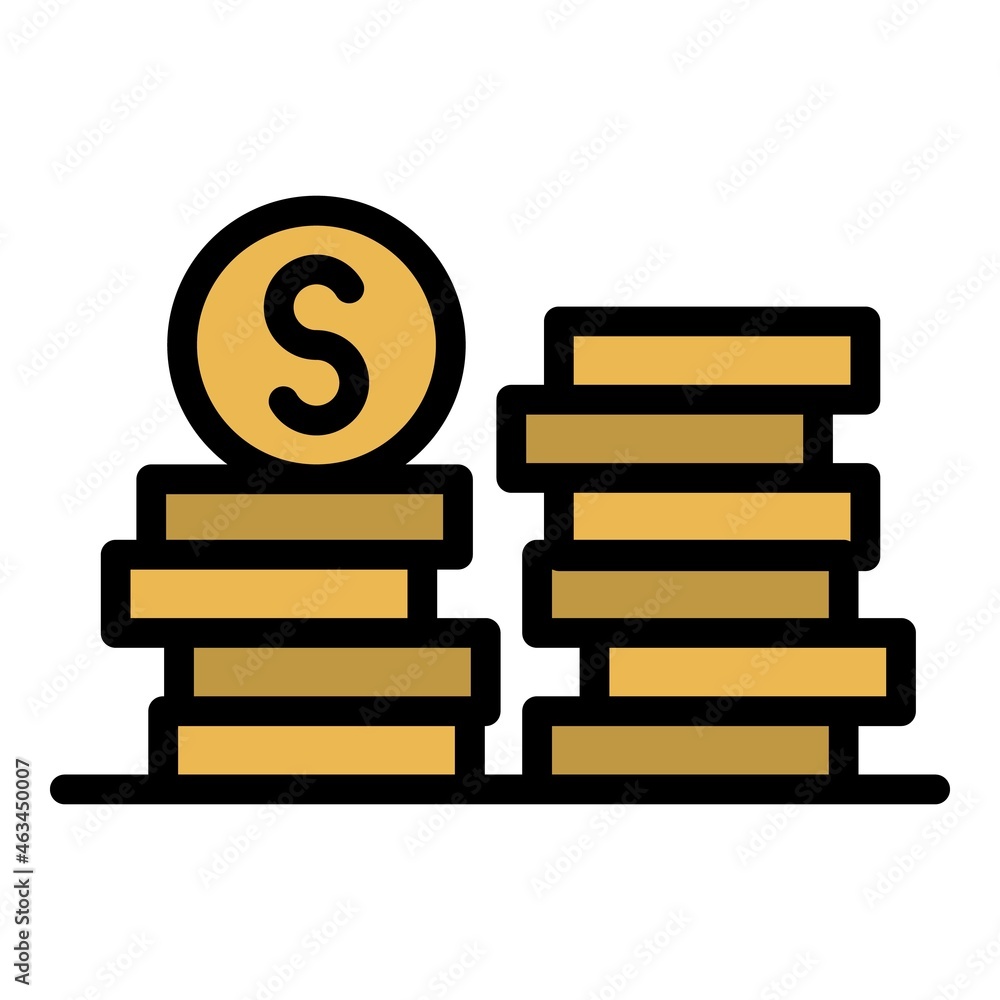 Poster stack of coins icon. outline stack of coins vector icon color flat isolated