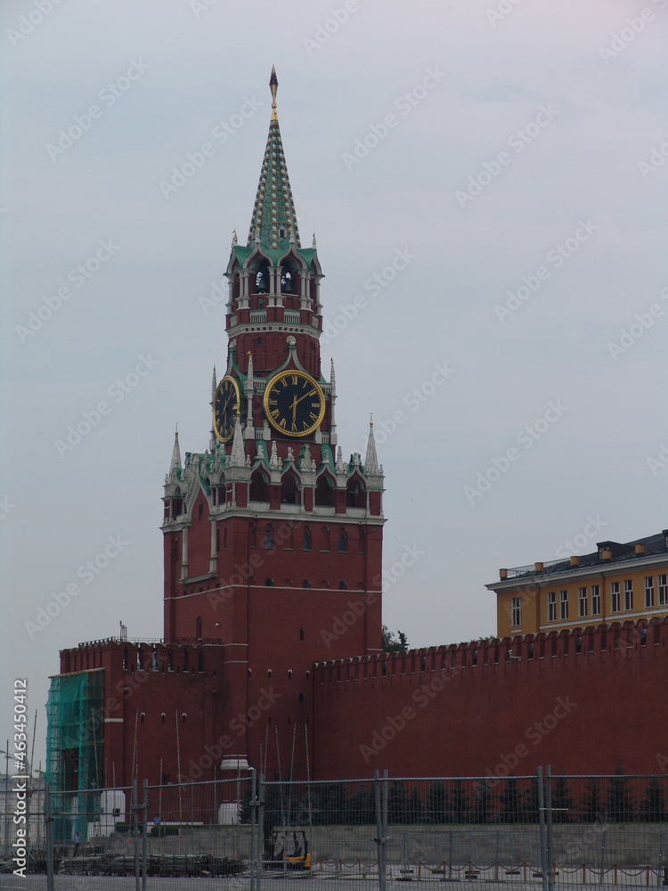 Sticker Vertical shot of a Red Square Tverskoy in Russia  on a cloudy day