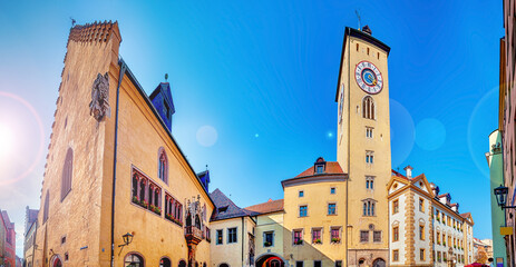 In der Altstadt von Regensburg an der Donau, Altes Rathaus, Bayern, Deutschland