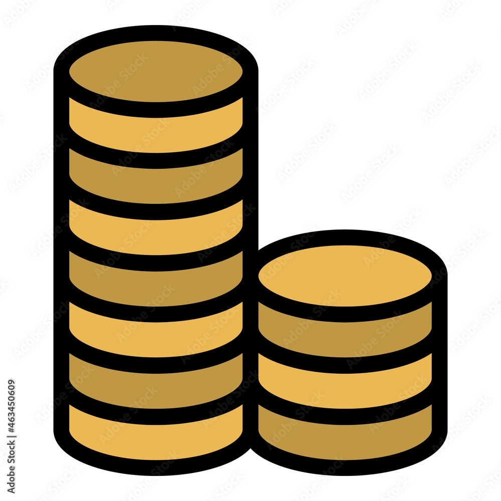 Poster two stacks of coins icon. outline two stacks of coins vector icon color flat isolated