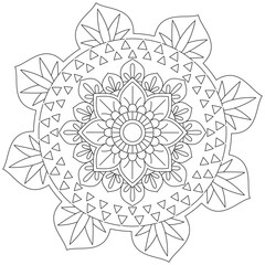 Leaf Flower Petal Coloring Mandala Art Simple Graphic Shape Vector Floral Oriental Outline Vintage Decorative Elements Pattern Illustration Islam Arabic Indian Turkish Mystic Religion Morals Lotus