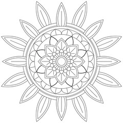 Leaf Flower Petal Coloring Mandala Art Simple Graphic Shape Vector Floral Oriental Outline Vintage Decorative Elements Pattern Illustration Islam Arabic Indian Turkish Mystic Religion Morals Lotus