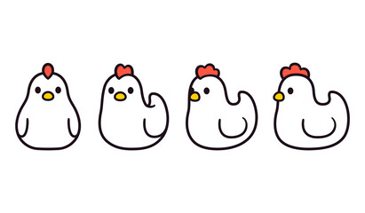 Simple cartoon chicken set