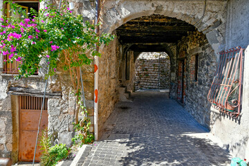 An alley of Villa Santo Stefano, a medieval town of Lazio region, Italy.