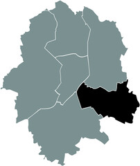 Black location map of the Süd-Ost district inside gray urban districts map of the German regional capital city of Münster-Muenster, Germany