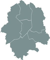 Simple blank gray vector map with white borders of urban city districts of Münster-Muenster, Germany