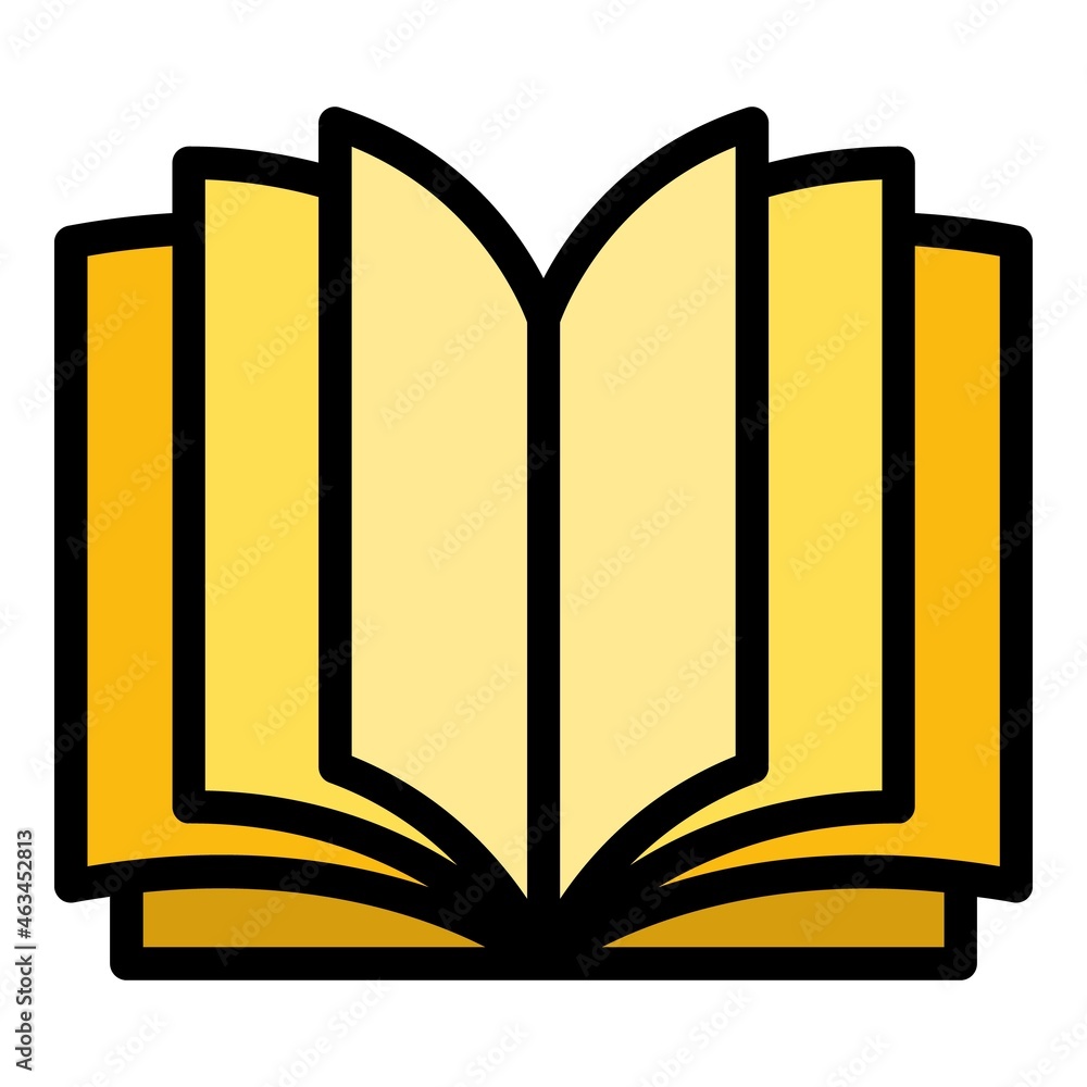 Poster open book icon. outline open book vector icon color flat isolated