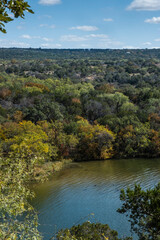 Landscapes of Texas Hill Country in the fall, autumn, season changing, outdoors, river, camping