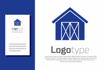 Blue Farm house icon isolated on white background. Logo design template element. Vector