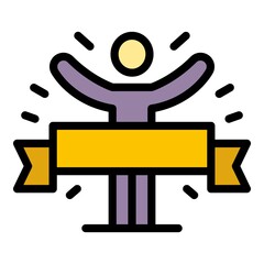 Finish ribbon marathon icon. Outline finish ribbon marathon vector icon color flat isolated