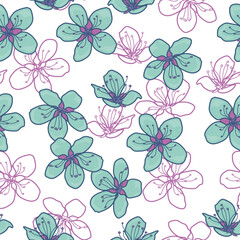 Cute hand-drawn floral seamless pattern