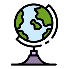 Geography globe icon. Outline geography globe vector icon color flat isolated