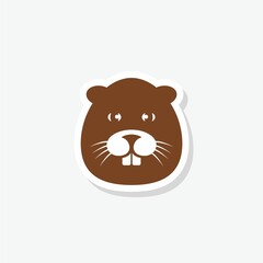 Beaver sticker icon isolated on white background