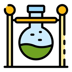 Chemical flask icon. Outline chemical flask vector icon color flat isolated